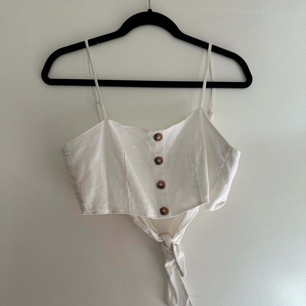 Forever 21 White Linen Crop Top